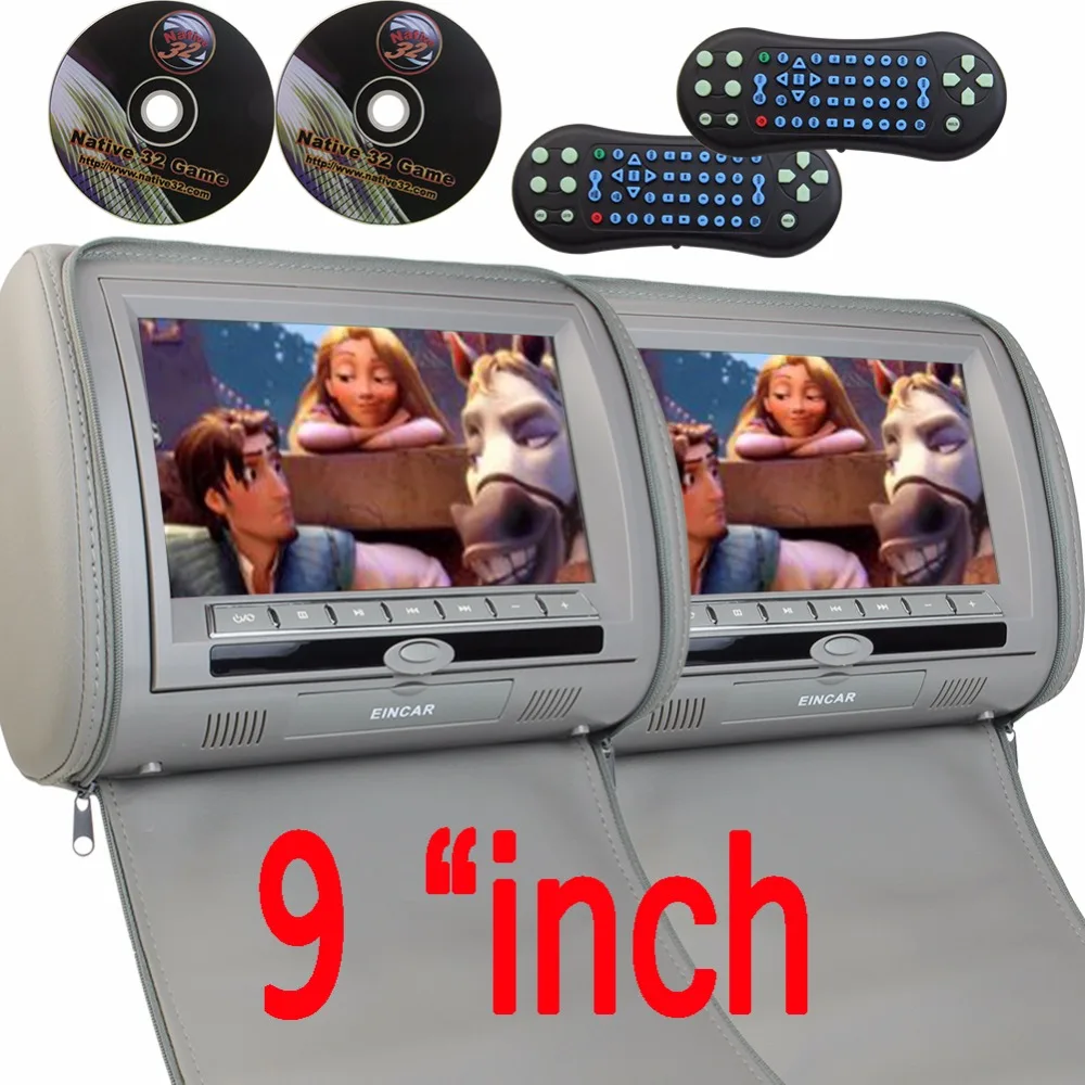 

9" inch Car Headrest neck pillow DVD Player Monitor Digital TFT Screen Headrest DVD Player FM USB With Game Disc car headset dvd