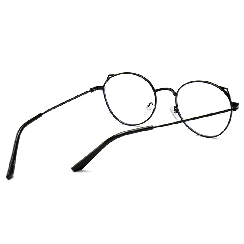 Готовые Очки для близорукости, женские анти голубые лучи, милые кошачьи ушки, круглые ретро очки для близоруких, очки для близоруких A3