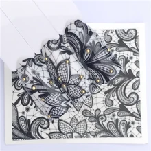 WUF 25 стилей ногтей переводные наклейки для ногтей переводные наклейки черные кружевные цветы дизайн сделай сам Французский маникюр Фольга Штамп Инструменты