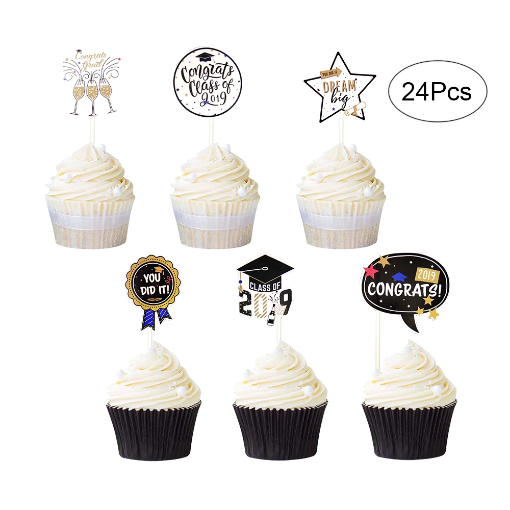 2019 Graduation Party Cupcake Topper Congrats Grad Class of Cake Decoration -pack 24 | Дом и сад
