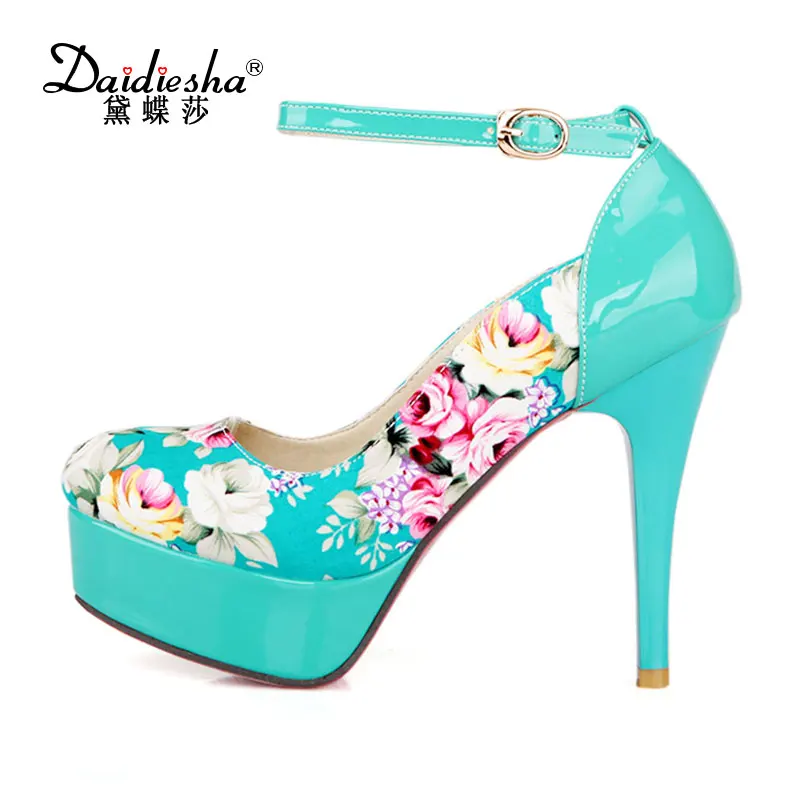 

New Arrivals Daidiesha ladies large size shoes Buckle Women's high heels Print calzado mujer Platform ultra high heels 11.5 cm