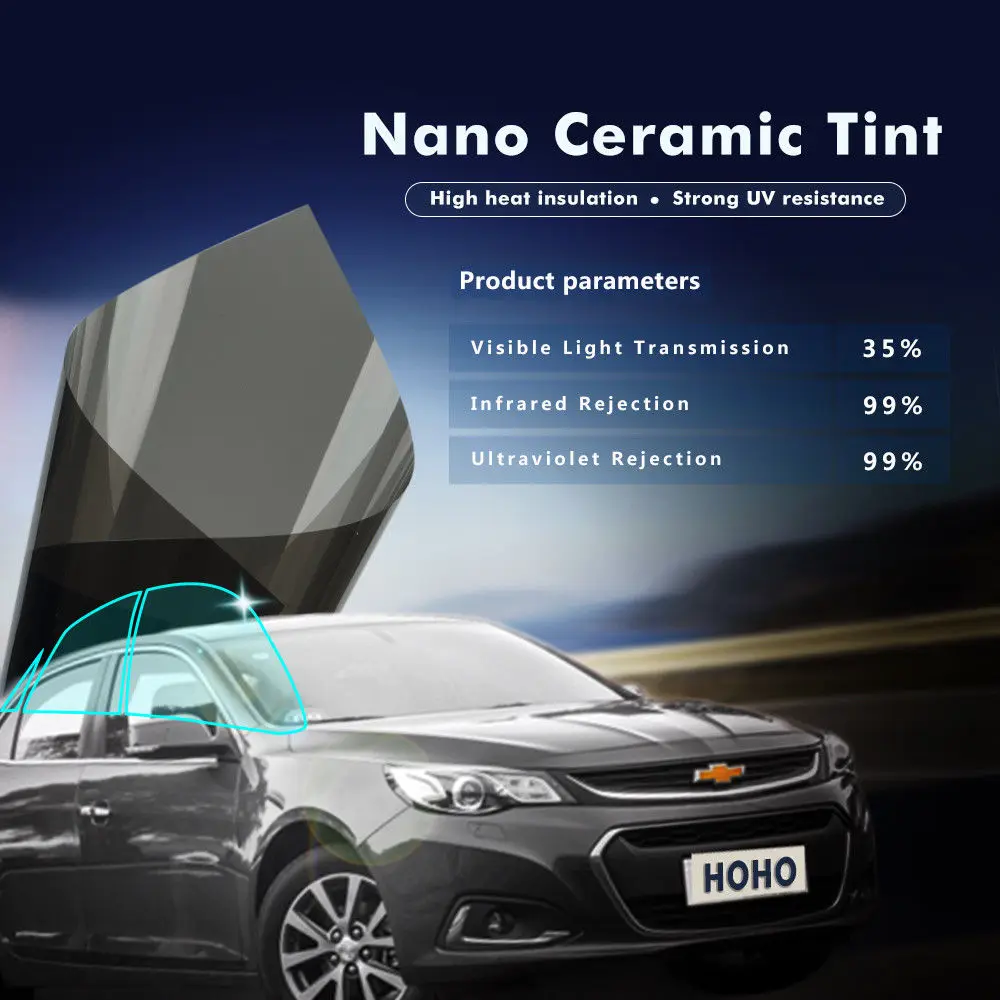 

SUNICE VLT35% Solar Tint Film Auto Car Windshield Window Sticker Film Solar Protection UV Proof Nano Ceramic Window Tint 1*6m