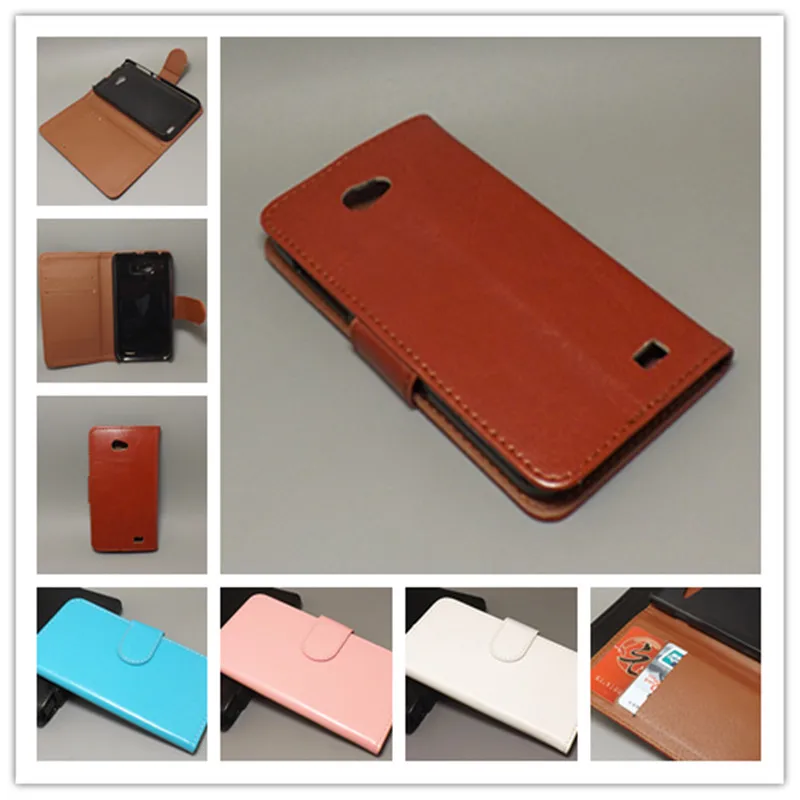 

Crazy horse Flip leather case Credit Card Slots with 2 Card Holder and pouch slot For Gionee GN700W Fly iq441