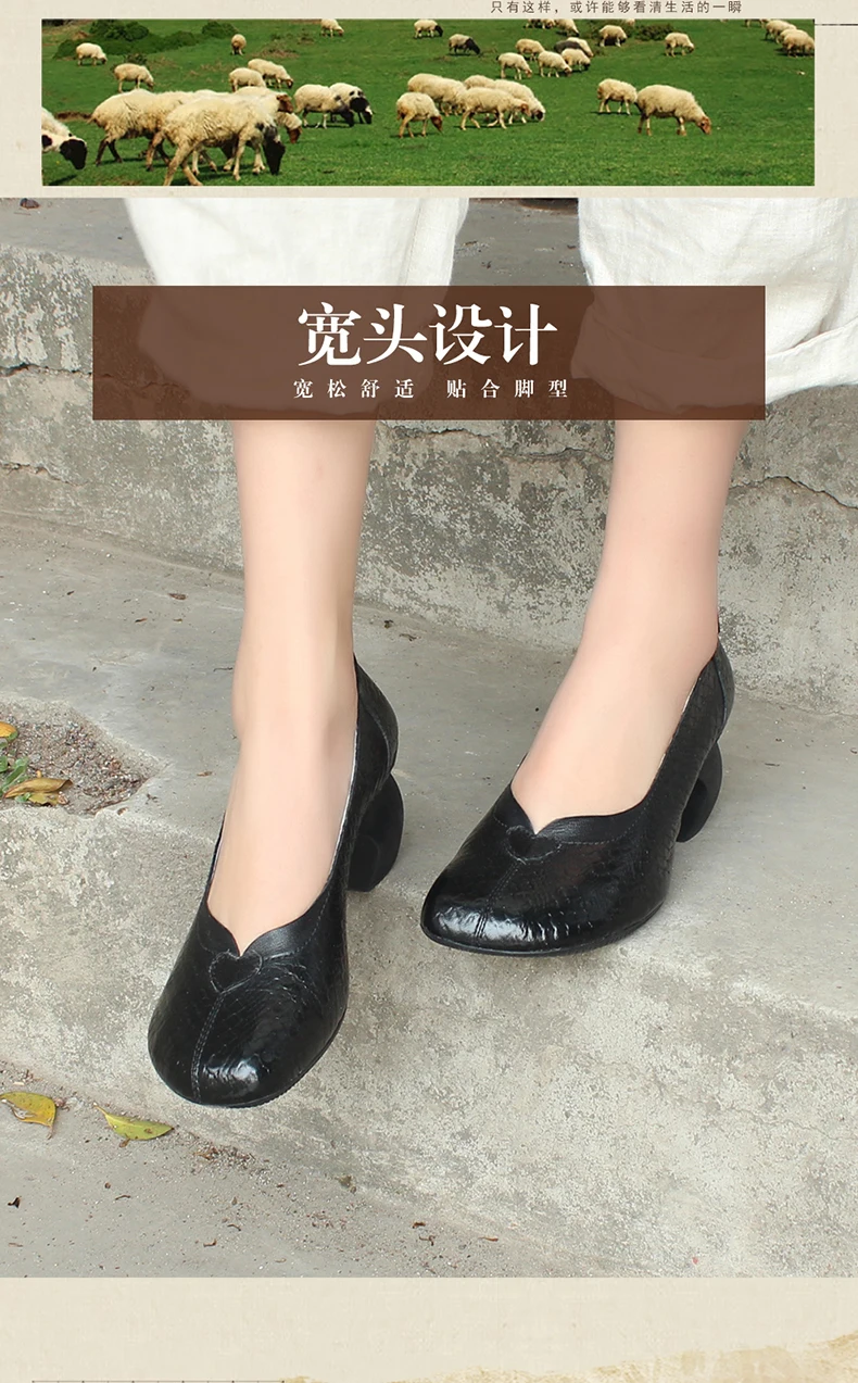 Женская обувь из натуральной кожи на толстом каблуке, женские туфли-лодочки на высоком каблуке без шнуровки, 2019 удобные туфли с закрытым