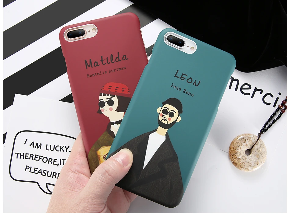 MR.YI Cool Killer Case For iPhone 5 5s SE 6 6S 7 8 X 10 Fashion Hard PC Cartoon Leon Matilda Cover For iPhone 6 6s 7 8 Plus Case (4)