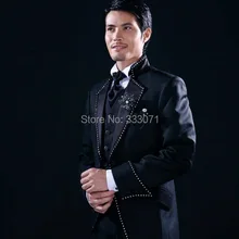 Заказ портной новинка Стенд воротник Жених Смокинги для женихов Кружево белый Best дружки Для мужчин Нарядные Костюмы для свадьбы жених куртка+ Брюки для девочек+ галстук+ жилет