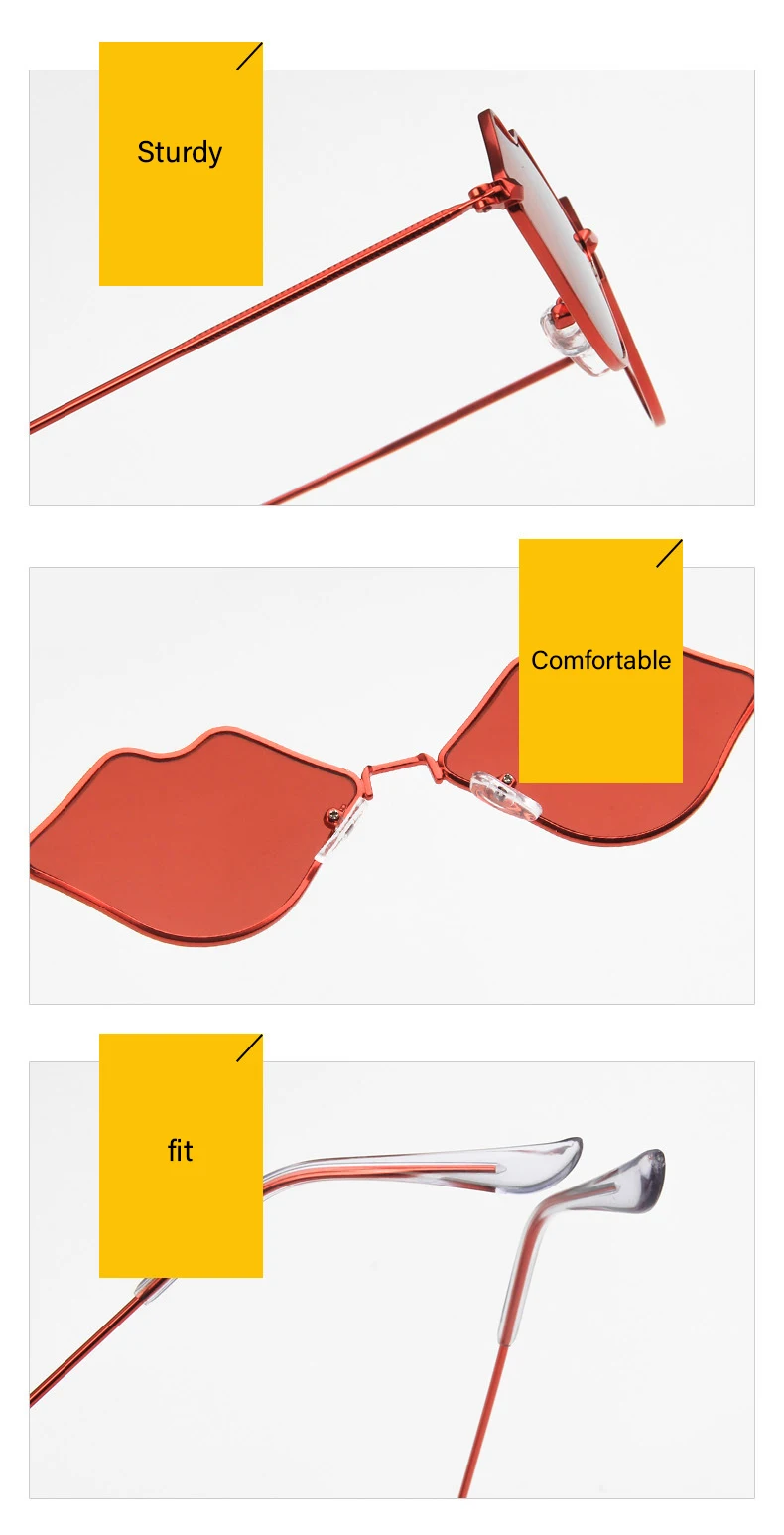 Новая форма губ Солнцезащитные очки женские брендовые дизайнерские сексуальные рот солнцезащитные очки красные оттенки Herat винтажные очки