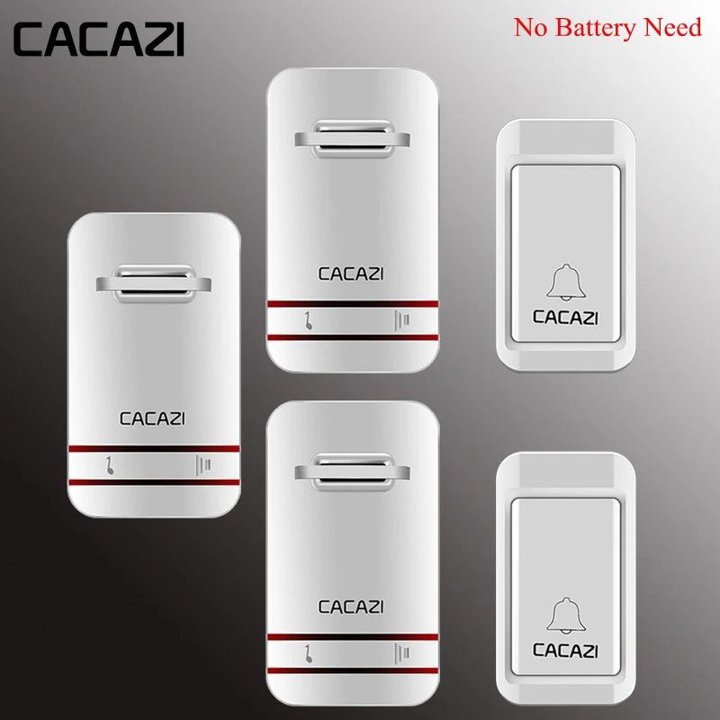 CACAZI Беспроводной дверной звонок с автономным питанием, нет необходимости Батарея светодиодный светильник для дома Водонепроницаемый 220V беспроводной дверной звонок штепсельная вилка европейского стандарта(кнопка-1 шт., на возраст 1, 2, 3 приемника - Цвет: 2x3