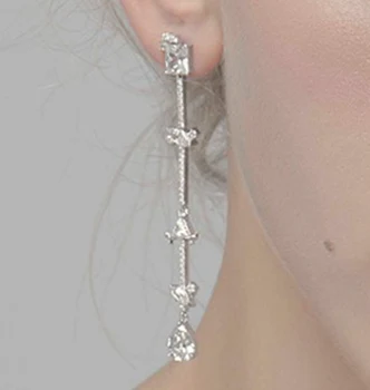 

YP359 New AAA Zircon 925 Sterling Silver Tassel Icicle Dangle Earring Women AP Jewelry Snowflake Waterdrop Cross Flower Earring