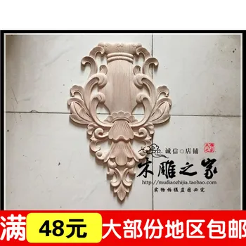 

Dongyang wood carving wood flower floral applique hollow vertical flower door flower furniture accessories wholesale flower carv