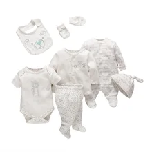 7 шт./компл. нежные новорожденных и маленьких детей, Одежда для маленьких девочек и мальчиков мягкие хлопчатобумажные, с мультипликационными персонажами для маленьких детей комплект одежды удобная одежда для младенцев