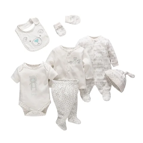 Home v1 186 7 pcs set concurso bebes roupa do menino da menina dos desenhos animados de algodao