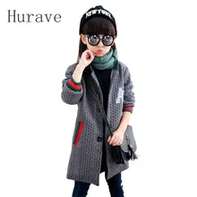 Hurave Nouveauté automne hiver 2017 bébé filles veste manteaux épais tricoté mignon enfants veste enfants survêtement Veste tricots
