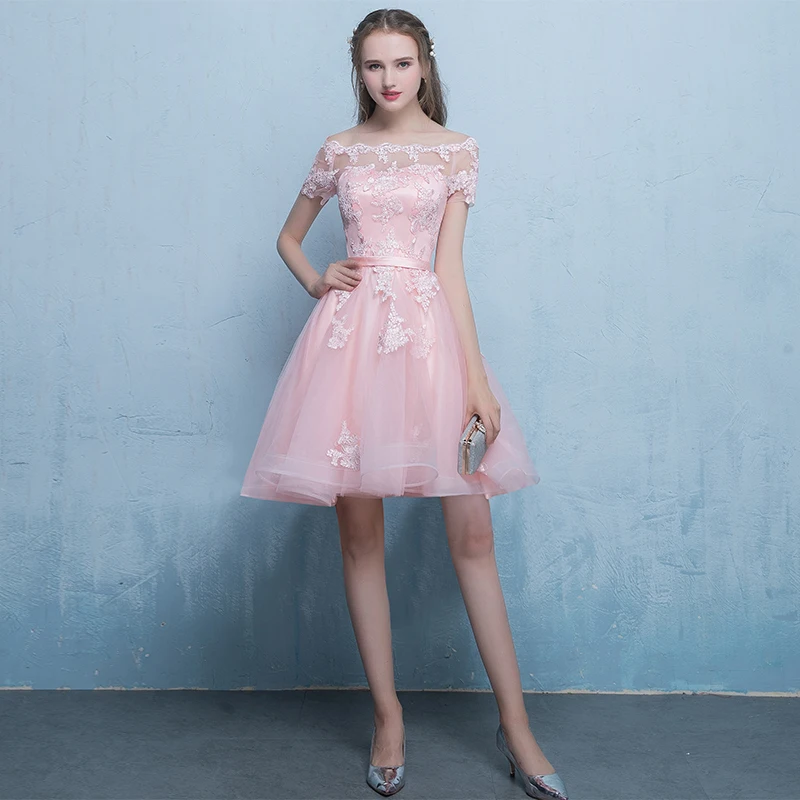 Robe de soiree элегантное розовое тонкое вечернее платье с вырезом лодочкой на шнуровке с вечерние платья C аппликацией платья для выпускного вечера на заказ