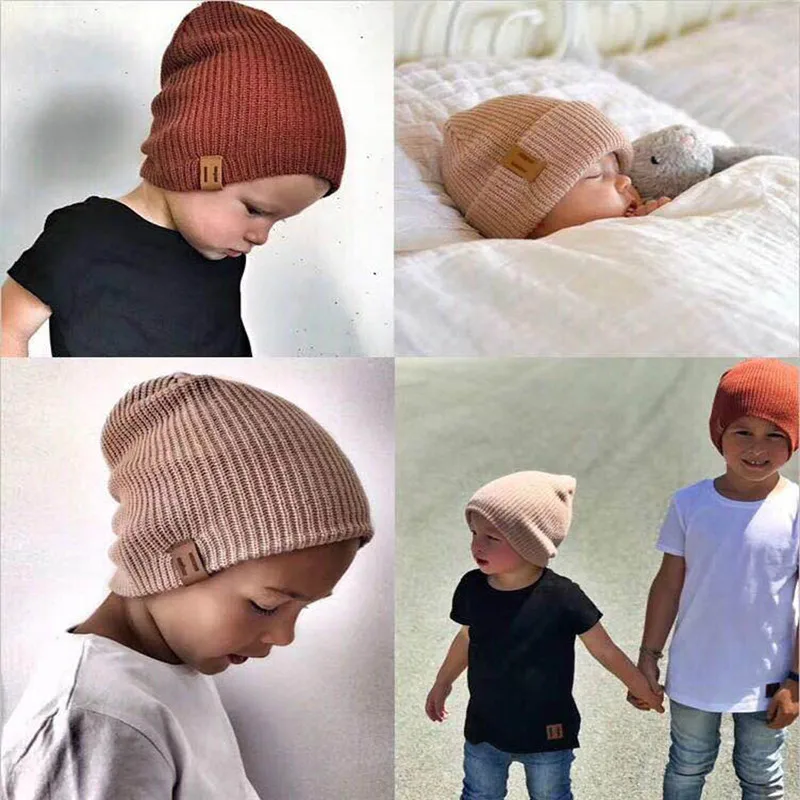 

Cut Hats For Kids Girl Boy Winter Hat Baby Soft Warm Beanie Cap Crochet Elasticity Knit Hats Children Casual Ear Warmer Cap