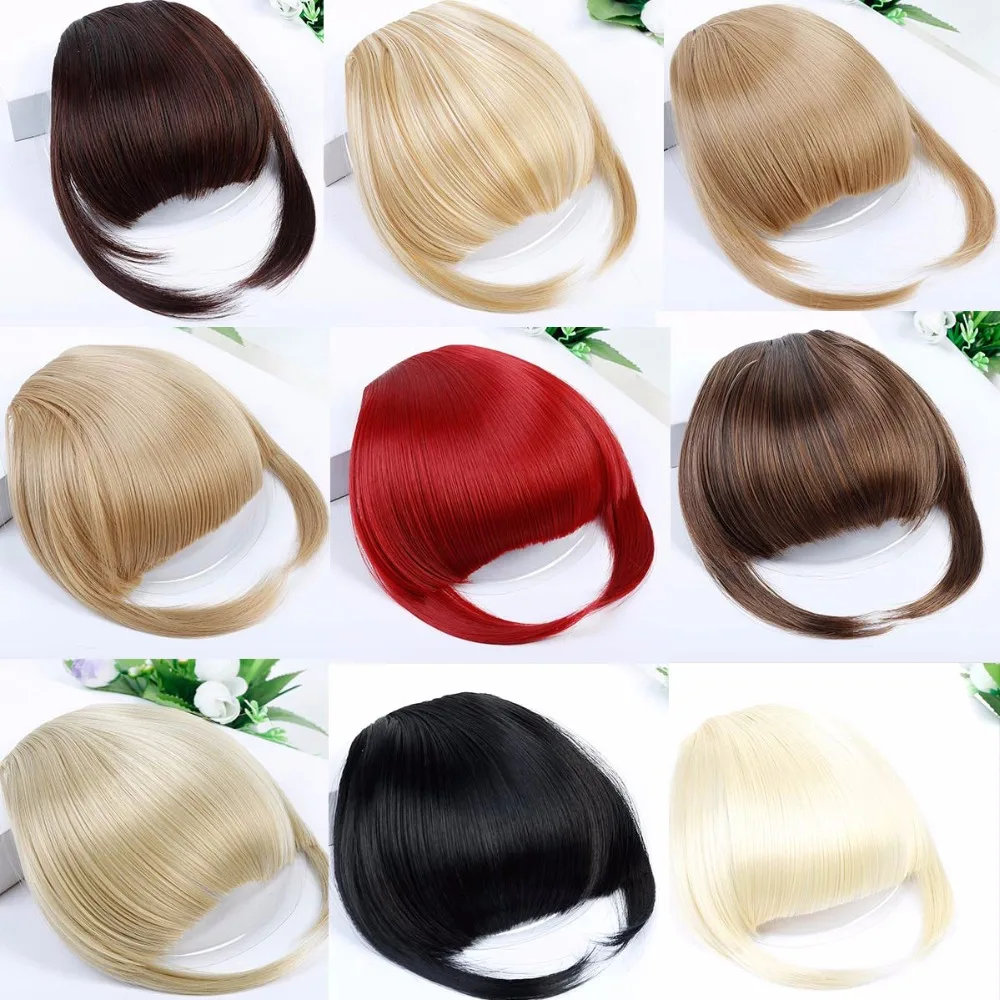 AOOSOO Synthetic bangs for white False Hair Neat Front False Fringe Thin Blunt Clip In bangs piece for Women girls