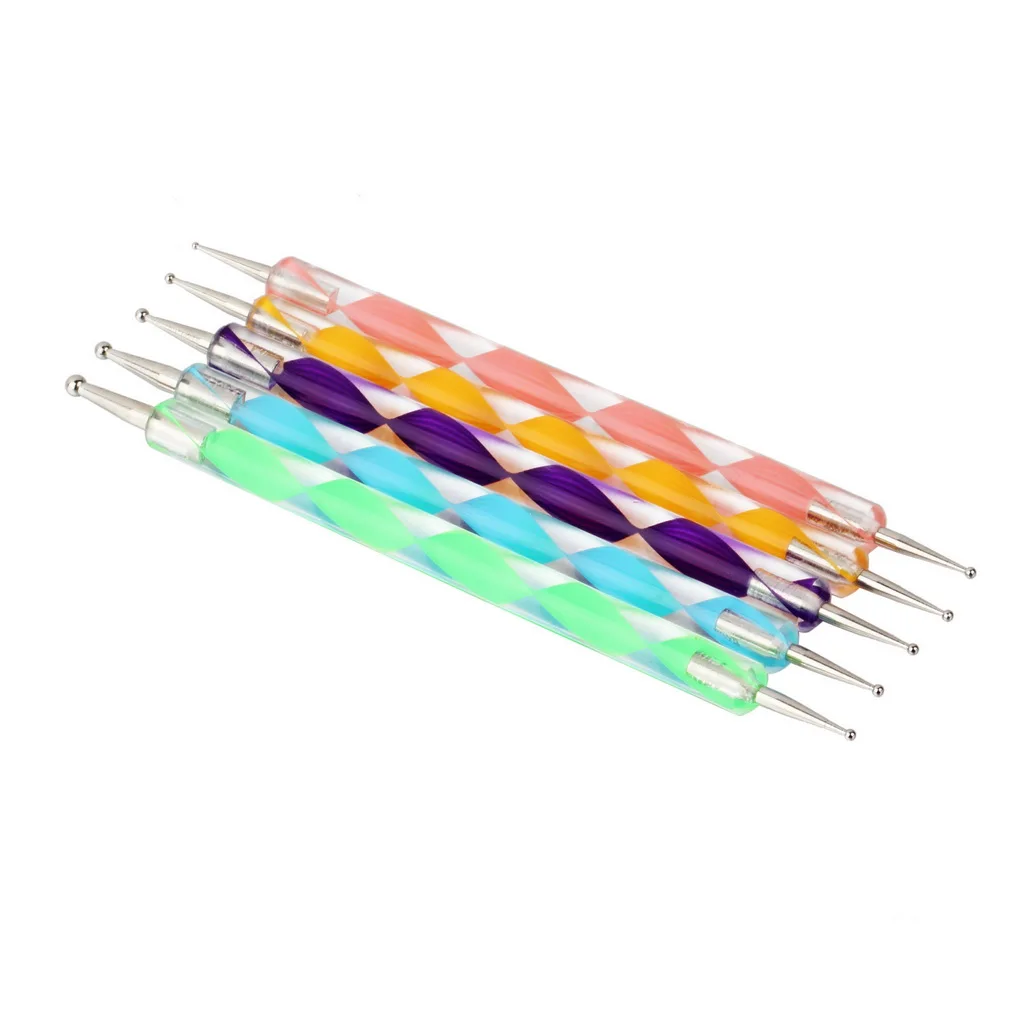 

5 pcs/set 2-Way nail art dotting pen Marbleizing Painting Nail Tool dot Set For UV Gel Nail Tool New Beauty
