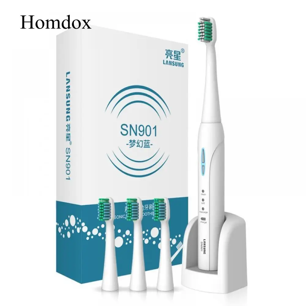 

Pcs Ultrasonic Best 220V LANSUNG SN901 Time Toothbrush Tooth Setting Brushes Electric Auto Heads Rechargeable 4 Of Replacement