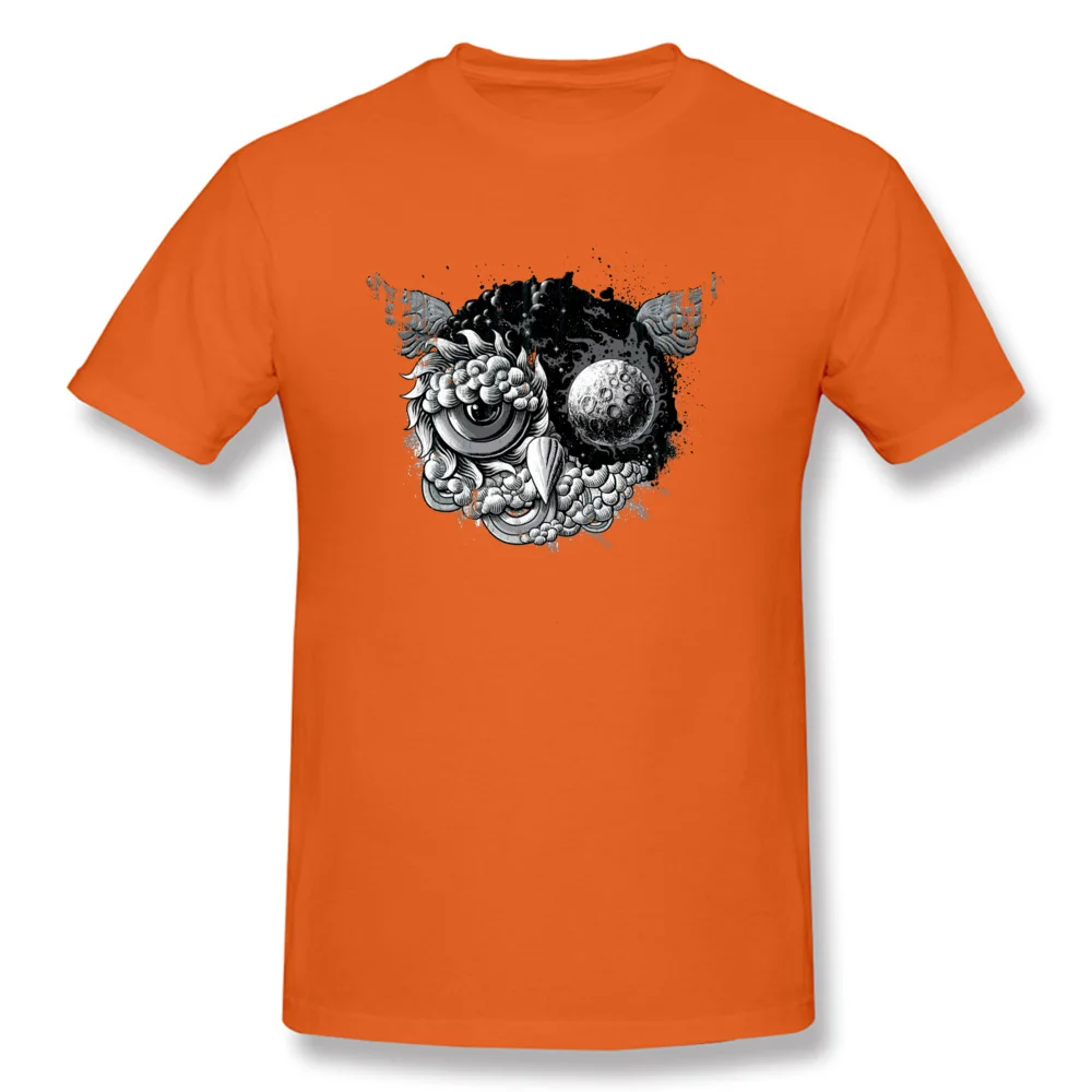 Normal Labor Day 100% Cotton Crewneck Tees Short Sleeve Simple Style Tops Shirts 2018 New Print T Shirt Free Shipping Owl Day & Owl Night 5801 orange