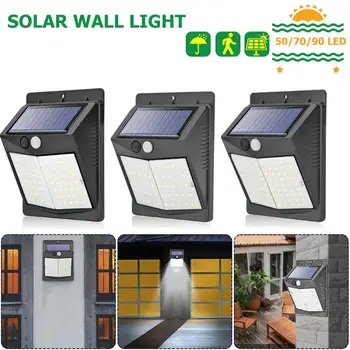 

50/70/90/100LED Solar PIR Motion Sensor Wall Light Outdoor Waterproof Lamp Floodlight for Home Garden Courtyard Lighting Lamps