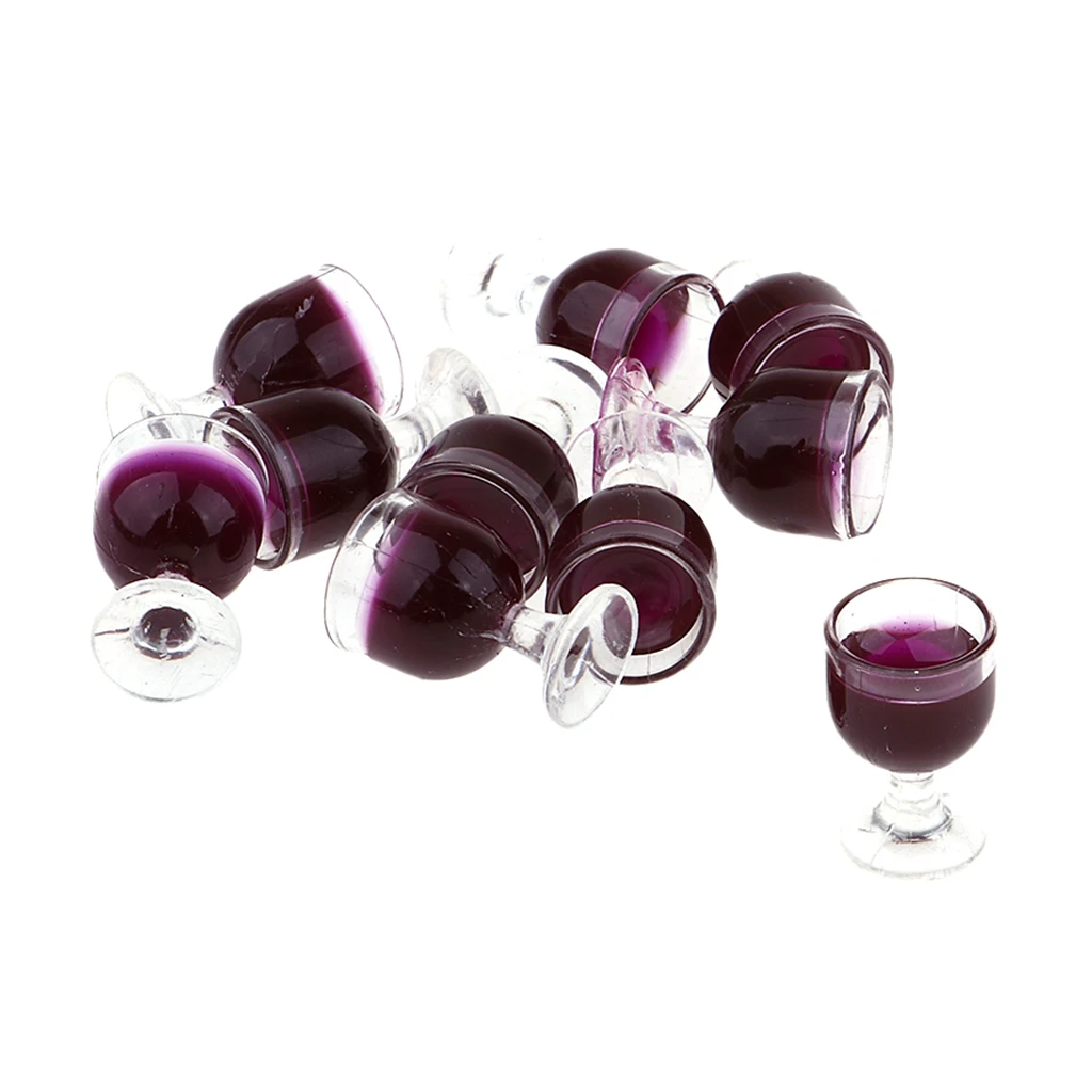 10 Pieces Mini Wine Red Wine Glasses Champagne Cup Goblet Model Food Groceries Dollhouse Life Scenes Decoration Accessories