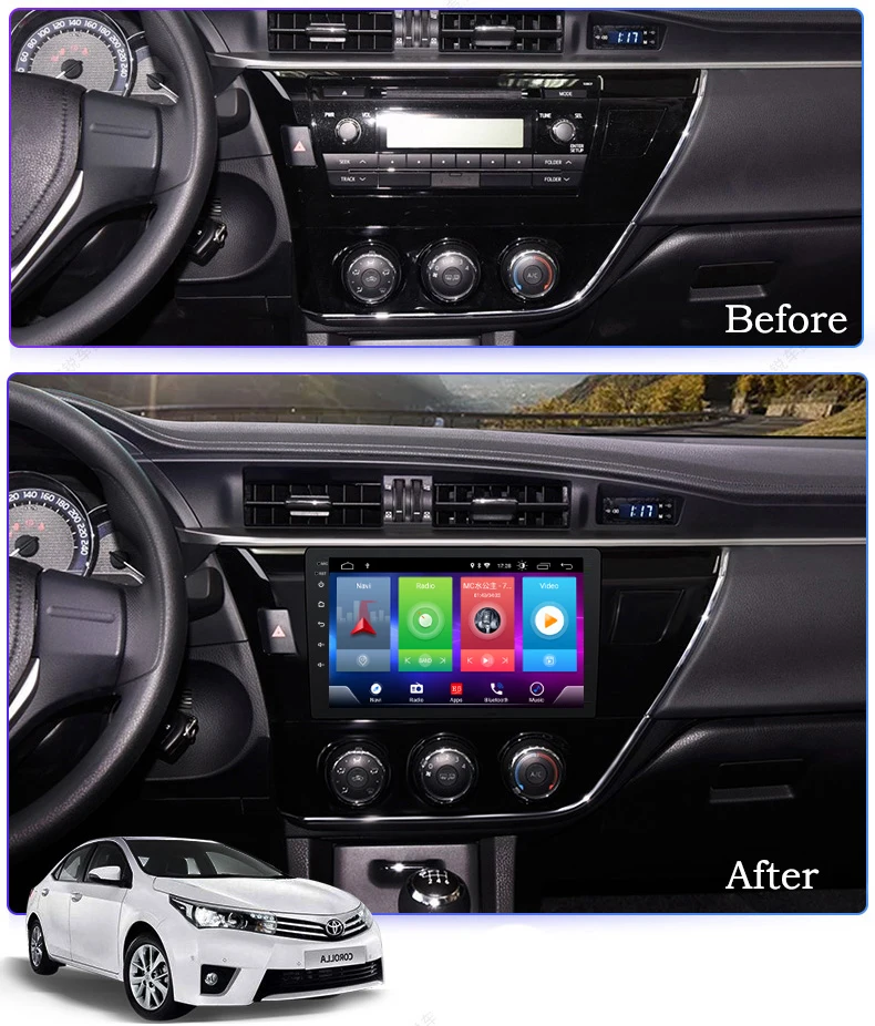 

Smart Full touch Android 8.1 car gps navigation player for TOYOTA corolla 2014 stereo radio bluetooth multimedia DSP head unit