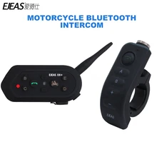 1200 M EJEAS E6 Più Moto Citofono Communicator Casco Bluetooth Interphone Auricolari VOX con Telecomando di Controllo per 6 Piloti