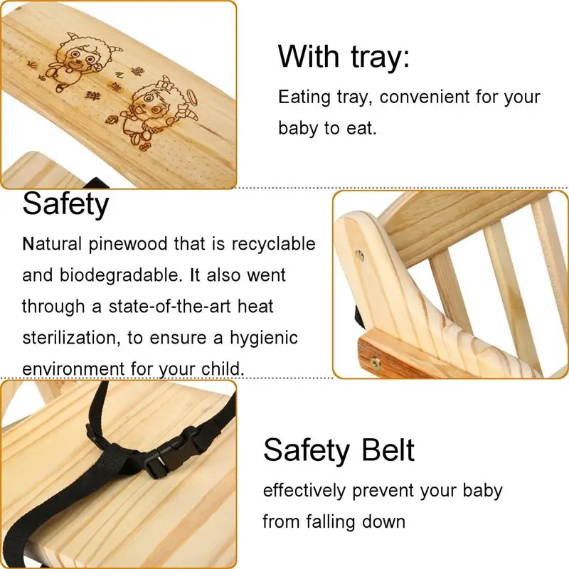 wooden booster seat with tray