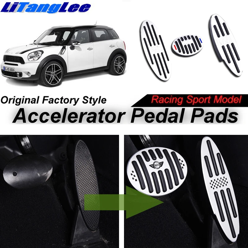 

LitangLee Car Accelerator Pedal Pad Cover Racing Sport Design For Mini Cooper Countryman R60 F60 AT Foot Throttle Pedal Cover