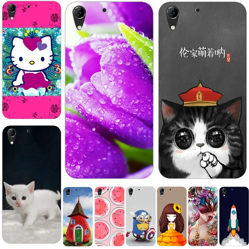 60 стилей модные чехлы для HTC Desire 728 728G Dual Sim D728T D728W Чехлы Цветы животные твердая