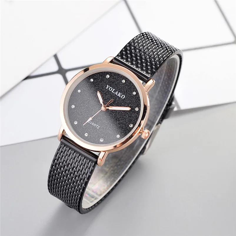 Fashion Women's Watches Simple casual watches Steel Mesh Band Alloy Analog Quartz Round Wrist Watch clock Reloj mujer Y27 (4)