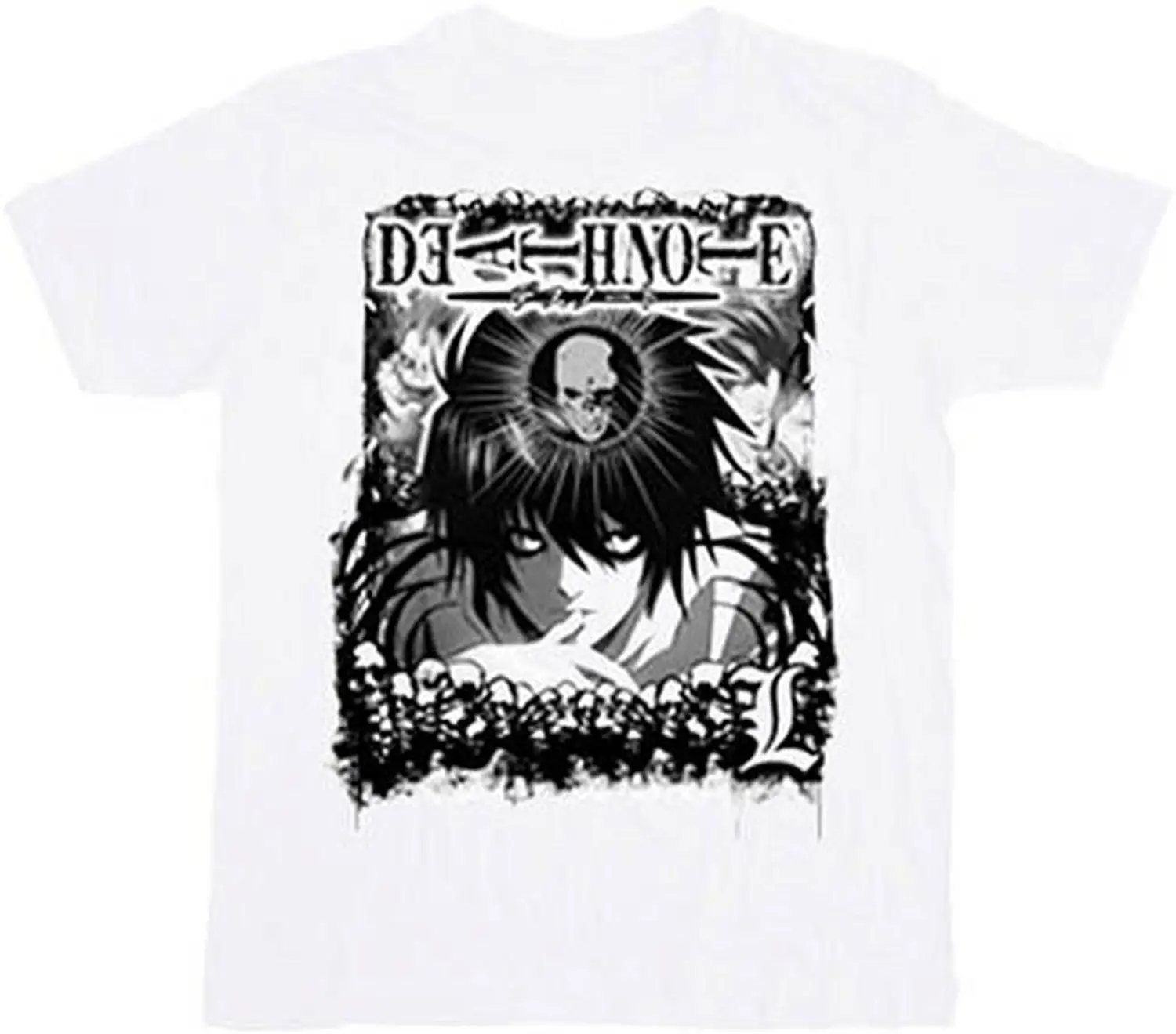 Взрослый белый аниме ТВ Show Death Note Sonen Перейти детектив L черепа футболка | Мужская