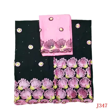 

5 Yards+2 Yards Black+Pink Bazin Riche Getzner Lace Fabric 2019 With Blouse Stones Embroidered Lace Basin Fabric JJ347-1