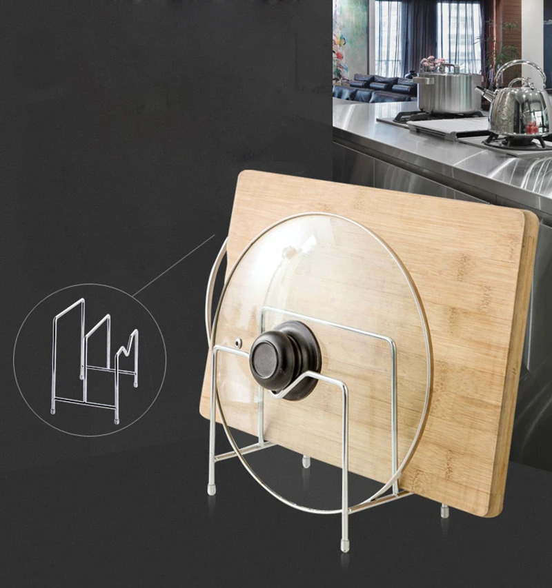 TUUTH Stainless Steel Pan Pot Rack Cover Lid Rest Stand Chopping Blocks Holder Home Applicance The Goods For Kitchen Accessories B1