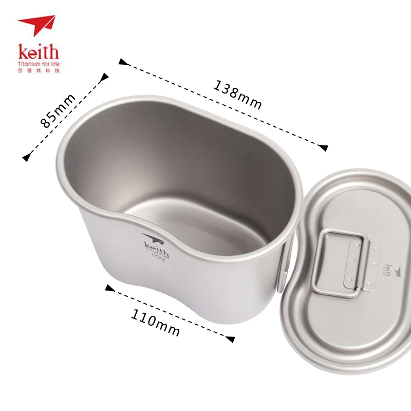 1100 ml + 700 ml Keith Militar conjunto botella de agua olla de titanio cantina taza acampar al aire libre de doble uso del agua botella ti3060