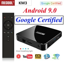 Mecool KM3 ТВ Google Сертифицированный Смарт ТВ-бокс Android 9,0 tv Box S905x2 двойной wifi с 4 K HDR Android tv потокового медиаплеера