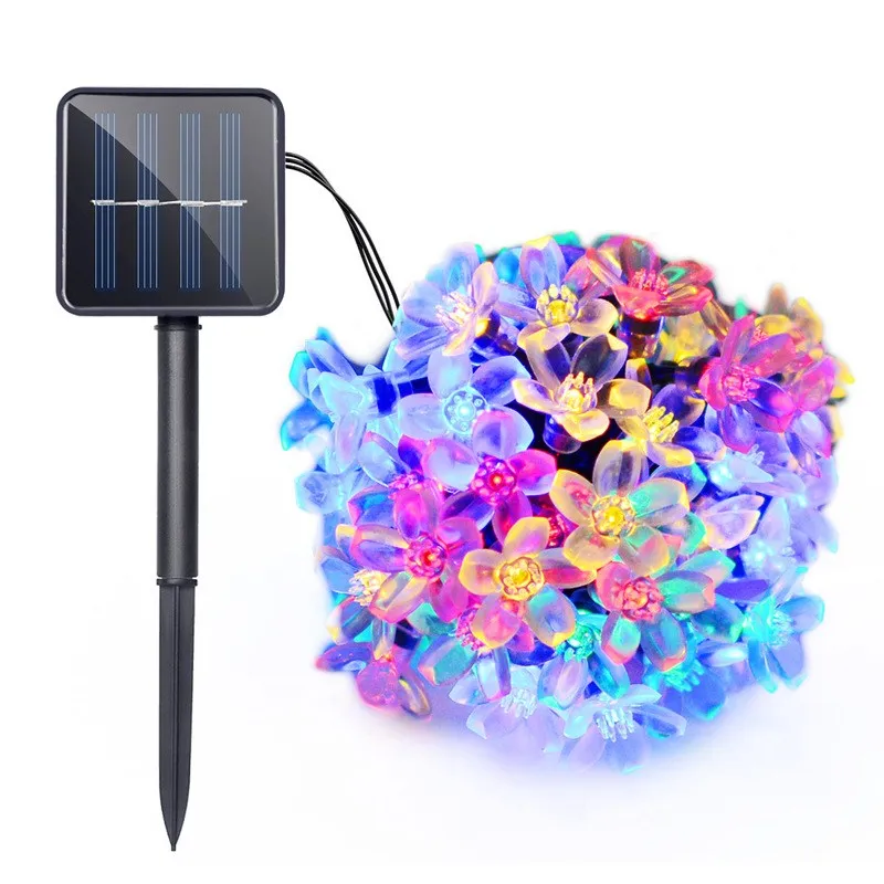 

7M 50 LED Solar Power String Lights Holiday Peach Blossom Decorative Garden Lawn Patio Christmas Trees Wedding Party
