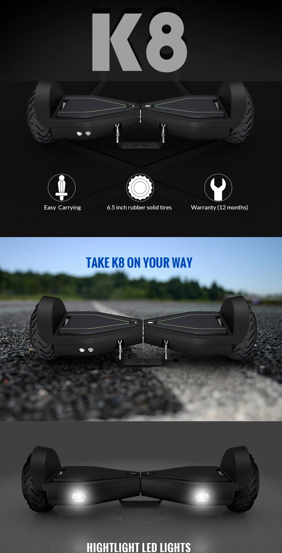 Koowheel K8 Portable Handle Strip 2 Wheels Electric Scooter Hoverboard Cheap Self Balancing 6.5inch Electric Scooter No Tax (7)