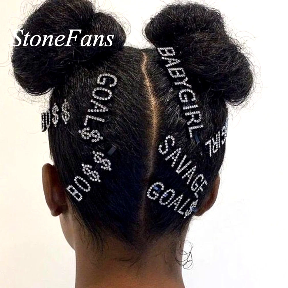 

StoneFans Unique Sign Rhinestone Letter Barrette Hairwear for Women Popular Crystal Hair Clips Accessory Hair Jewelry Party Gift