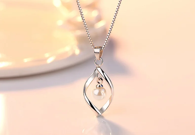 Warme Farben женское ожерелье покрытое Серебряная жемчужина кулон ожерелье простая Капля воды полированный Шарм Collare ювелирные изделия подарок для женщин