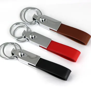 

10pcs/Lot Detachable Waist Belt Double Loops Black Leather Strap Keyring Keychain Key Chain Ring Key Fob Holder 84015