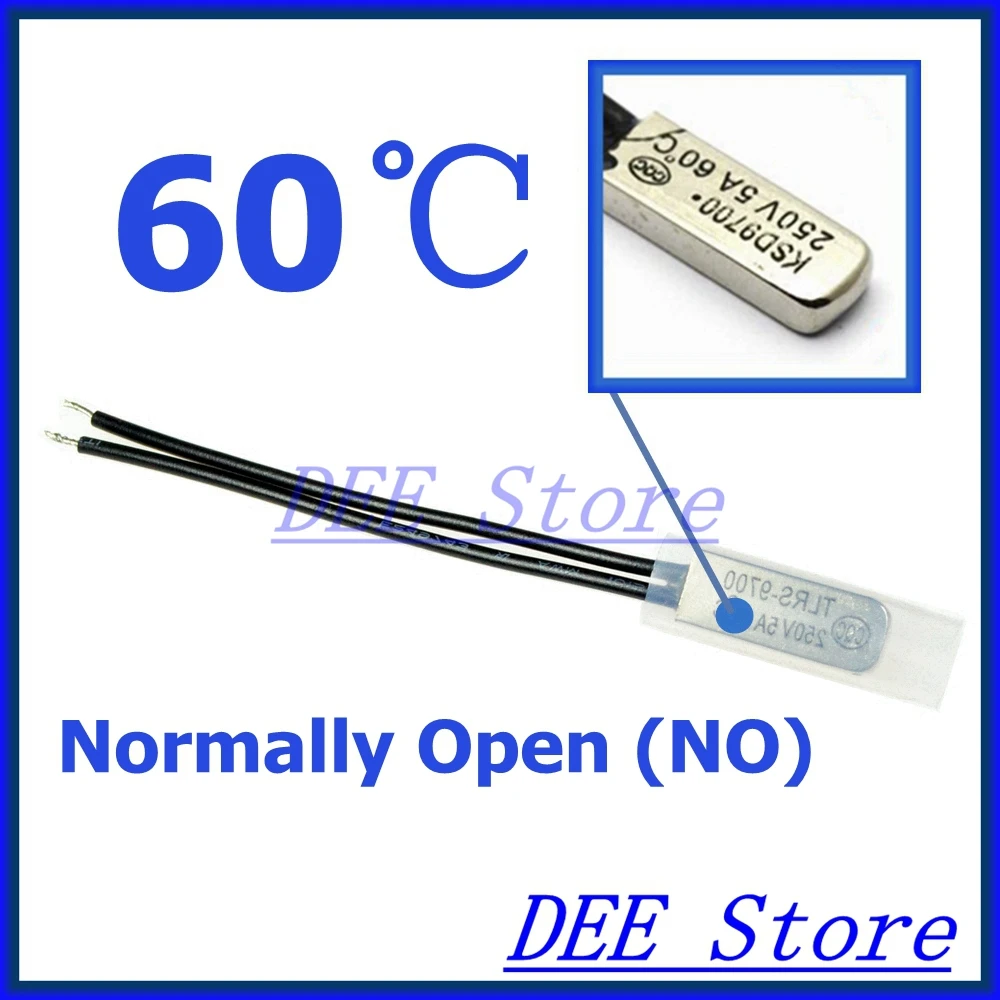 10Pcs/lot 60C Degree Celsius / 140F NO Normal Open Thermal