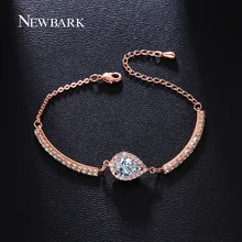 NEWBARK Pear Shape Pendant Size Adjustable Bracelets For Women CZ Diamond Prong Setting Rose Gold Plated Friendship Gift Jewelry