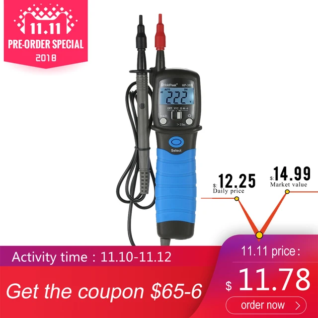 Best Offers HoldPeak Handheld Backlight LCD Display Pen Type Digital Multimeter DC/AC Voltage Meter Resistance Diode Continuity Tester Best Offers HoldPeak Handheld Backlight LCD Display Pen Type Digital Multimeter DC/AC Voltage Meter Resistance Diode Continuity Tester