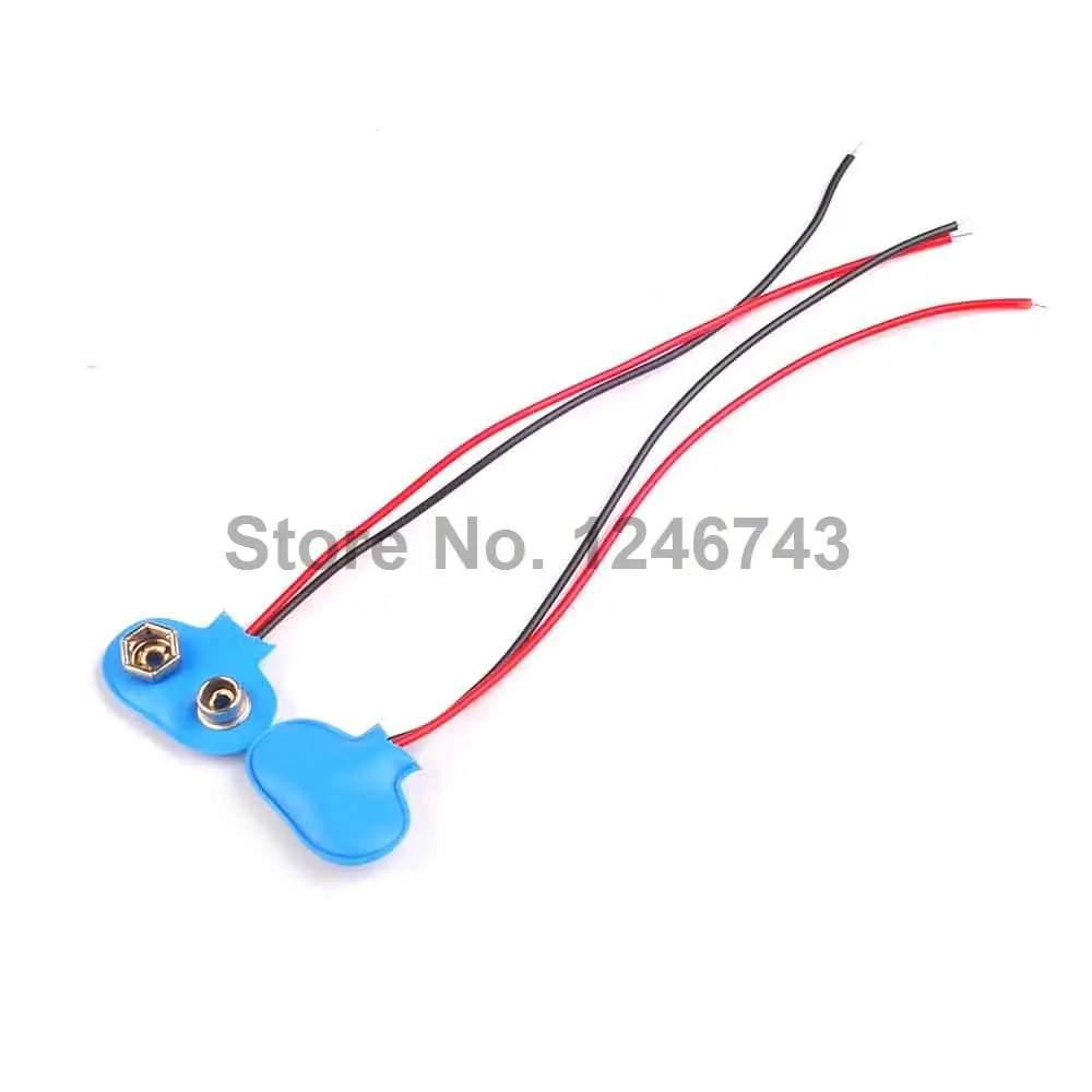 100PCS 10CM 9V Battery Snap-on Connector Clip With Wire Holder Cable Leads Cord