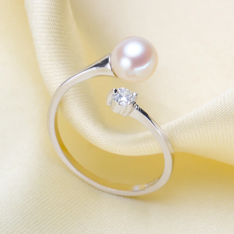 

925 Sterling Silver Pearl Ring Finger Ring Nice Women's Adjustable Ring Findings Jewelry Parts Fittings Accessories, 3pcs/lot
