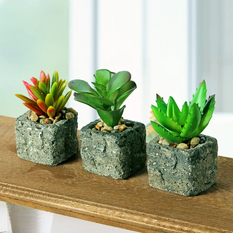 1pc Mini Simulation Succulent Bonsai Desktop Decor Fake Artificial