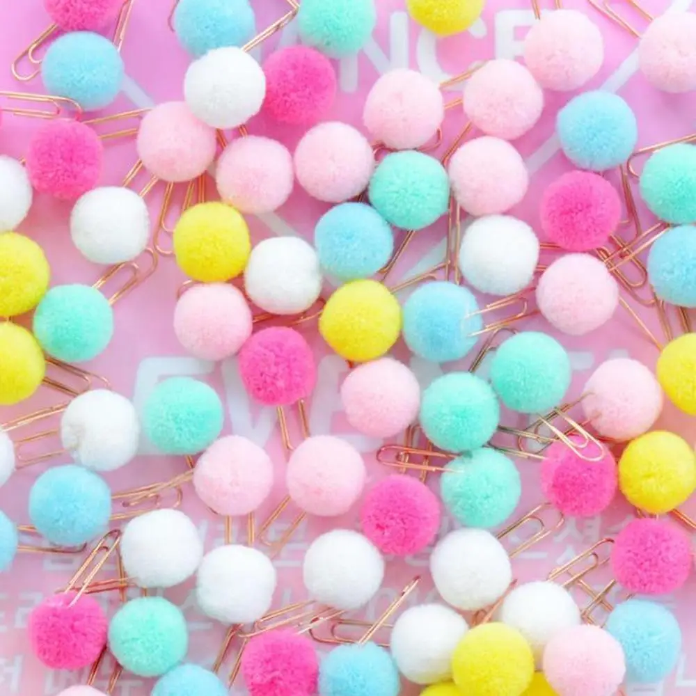 

120Pcs Cute Colorful Pompom Clips Cute Cartoon Little Book Clip Stationery