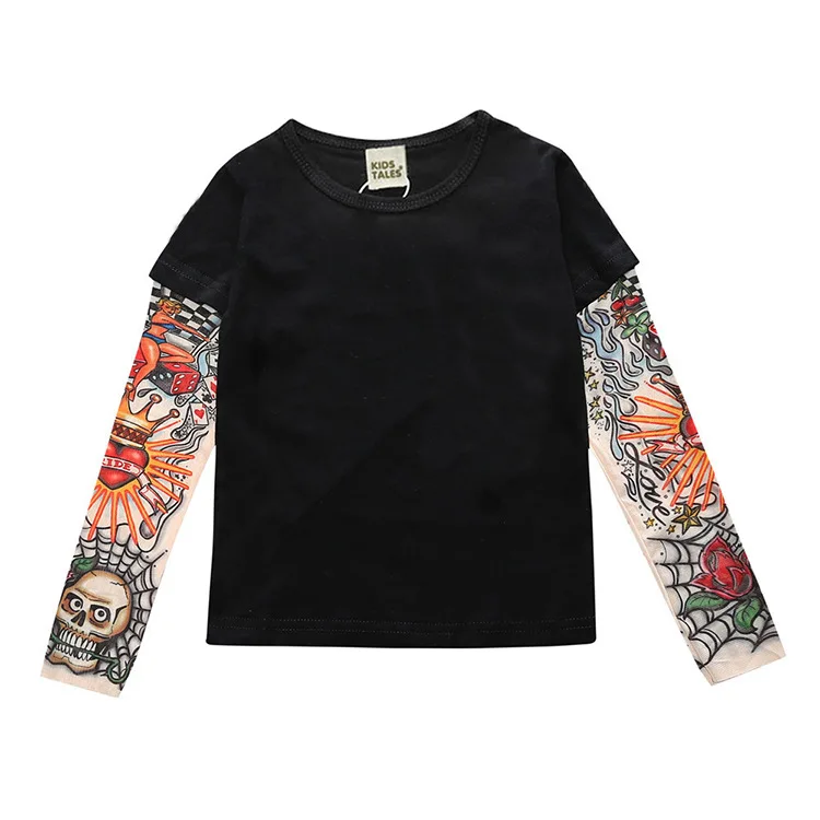 Детская роковая футболка рубашка в стиле панк с длинными рукавами для мальчиков в стиле хип-хоп одежда для девочек в стиле рок белая черная футболка детская одежда