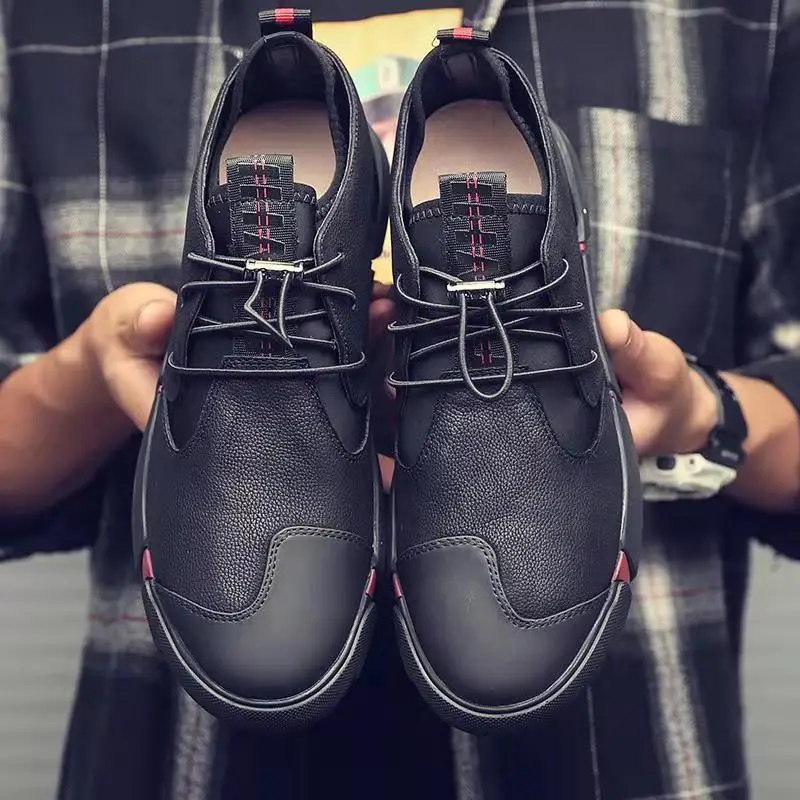 

Men's Shoes Quality Men Casual Shoes Fashion PU Leather Shoes Men Sneakers Breathable Lace Up Sneakers Men Flats Adult Footwear